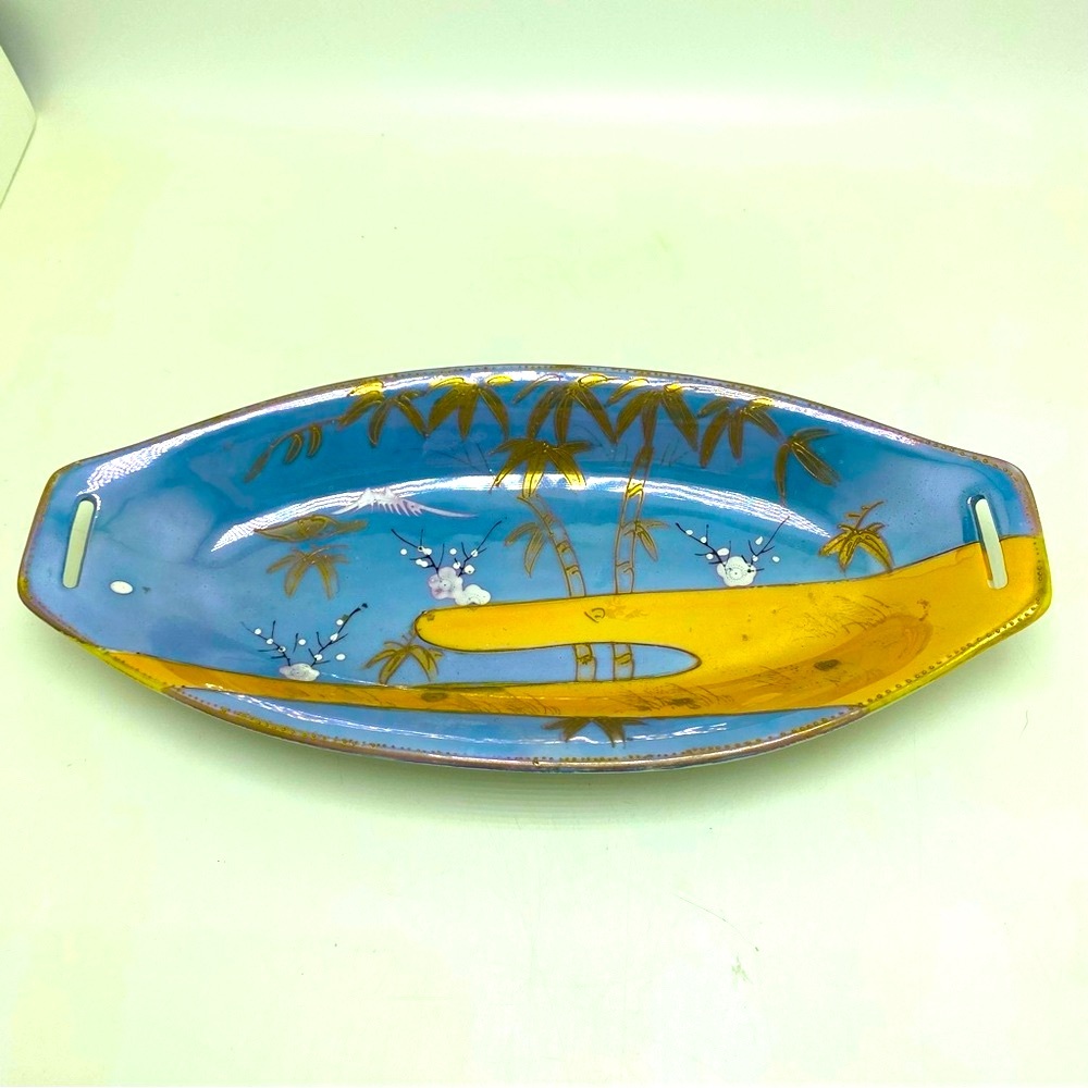 Vintage Japanese Lusterware Celery Plate